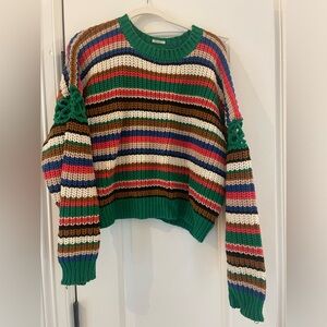 MOTHER Vibrant Striped Crew Neck Sweater
